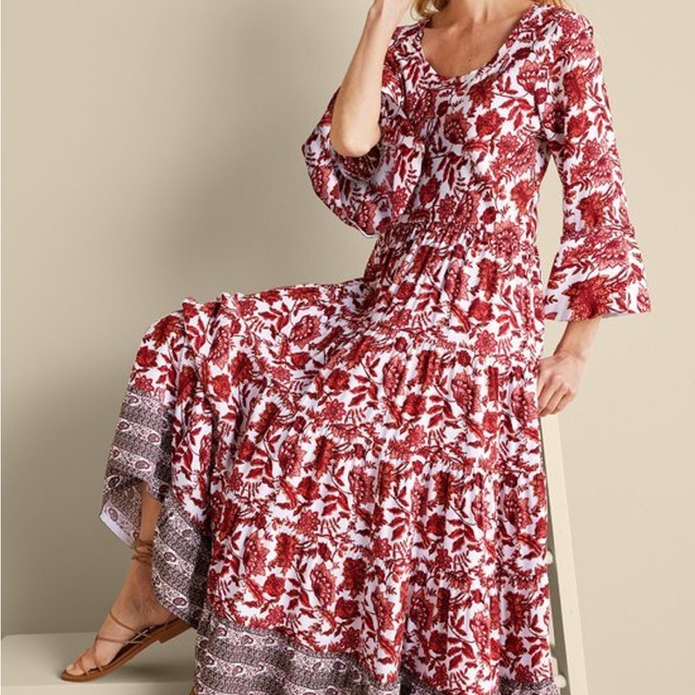 Soft Surroundings Red and White Ruffled Tiered Sundress - Picture 4 of 6